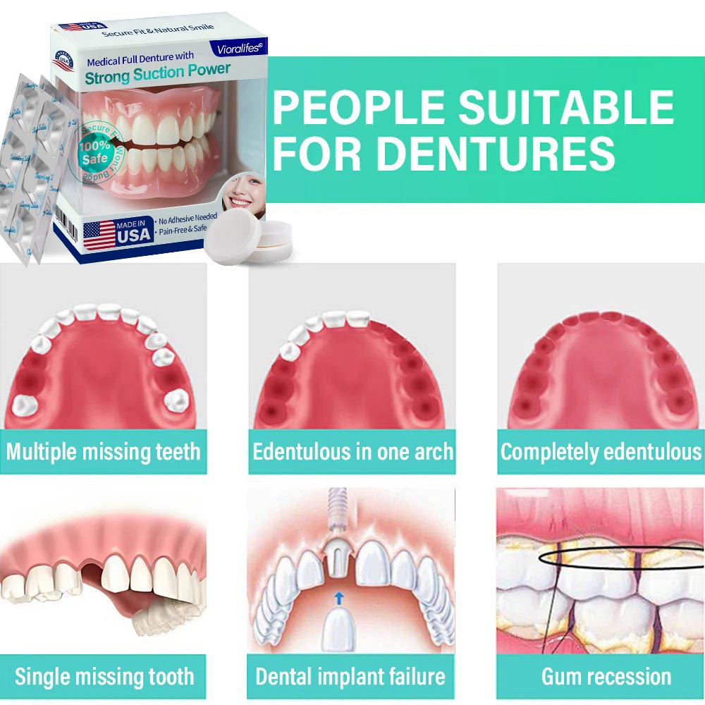 Made and Shipped from the USAšVioralifesĀ® Medical Full Denture with Strong Suction