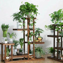 Outdoor Indoor Garden Multi Tier Plant Stand Flower Rack Shelf Corner Wood Stand