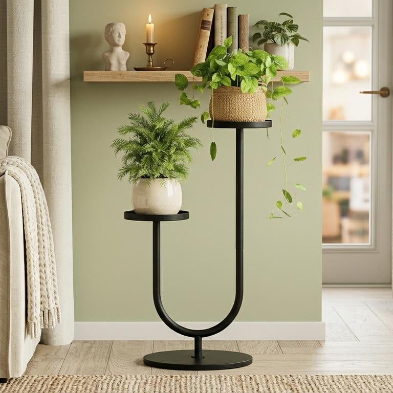 2-Tier Metal Plant Stand – Heavy Duty Indoor Outdoor Flower Pot Shelf