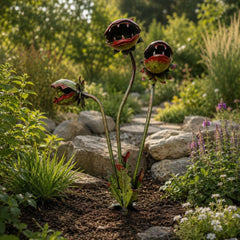 Carnivorous Plant Garden Stake, Venus Flytrap Metal Yard Art, Gothic Garden Decor, Exotic Outdoor Plant Sculpture