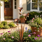 Copper Flower Garden Stake, Metal Yard Art Decor, Outdoor Garden Sculpture, Flower Bed Decor, Patio Lawn Ornament