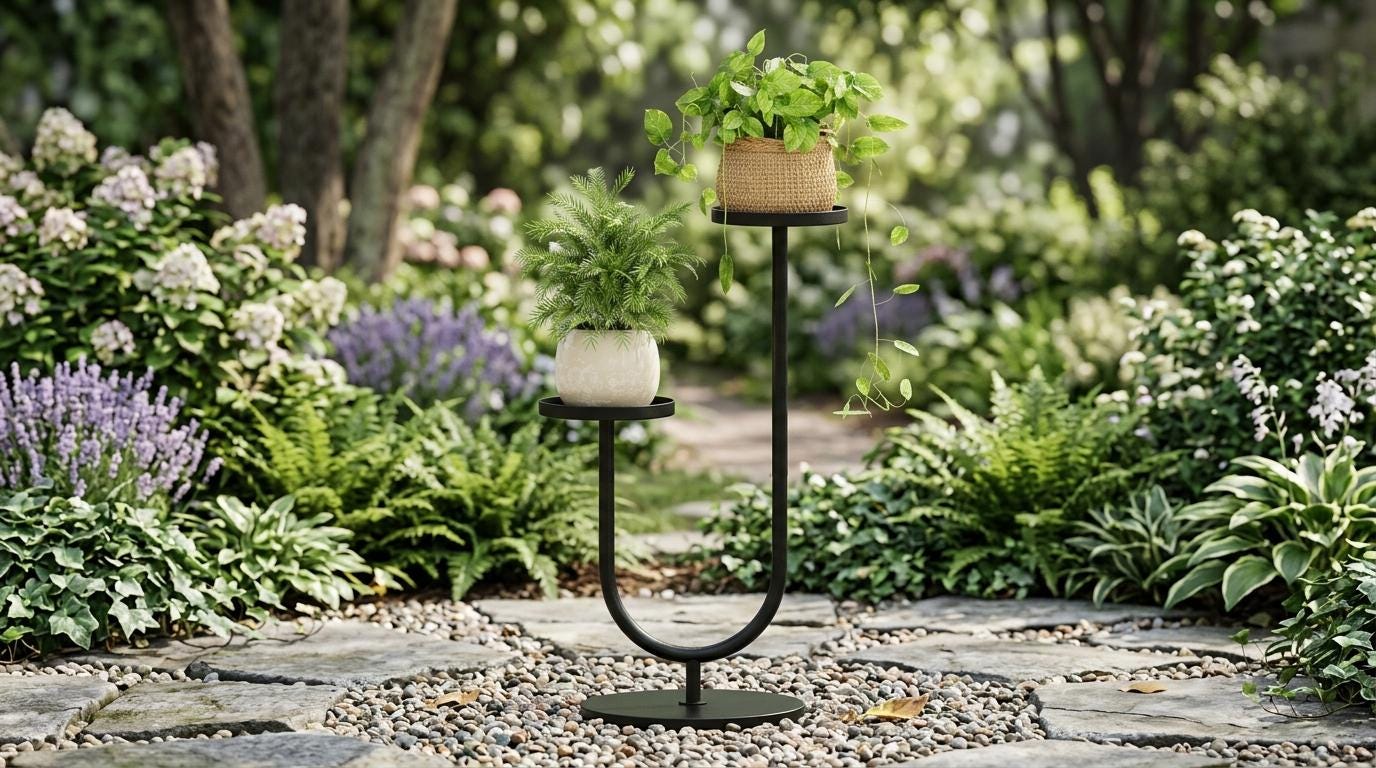 2-Tier Metal Plant Stand – Heavy Duty Indoor Outdoor Flower Pot Shelf