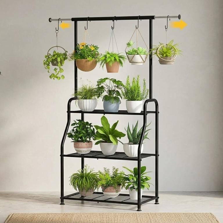 Metal 3 Tiered Hanging Plant Stand, Heavy Duty, Black