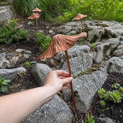 Copper Mushroom Garden Stakes