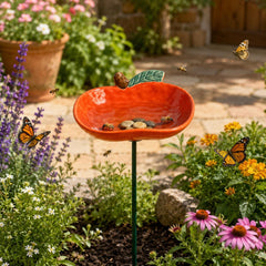 Set of 4 Fruit Bee Waterer Garden Stakes, Ceramic Bee Water Station, Butterfly & Bird Bath, Outdoor Pollinator Garden Decor